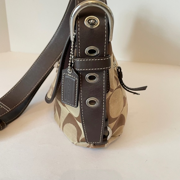 Coach Khaki Signature Canvas Convertible Flap Duffle Shoulder Crossbody Bag - Picture 15 of 16